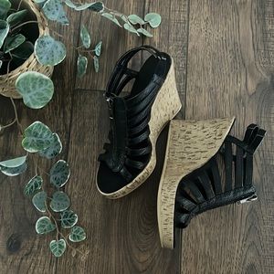 Aerosoles Track Star Wedge Sandals in Black